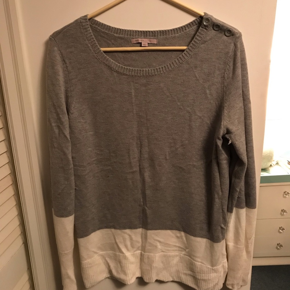 Gap wool blend sweater with button shoulder accent